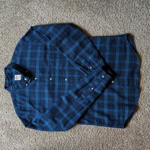 Jcrew Blue and Green Plaid Shirt Slim Large